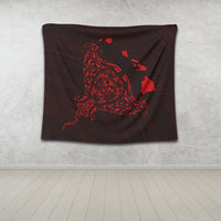 Hawaiian Map Manta Ray Red Polynesian Tapestry - AH - Polynesian Pride