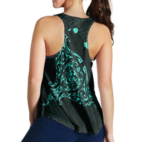 Hawaiian Map Manta Ray Turquoise Polynesian Racerback Tank - AH - Polynesian Pride