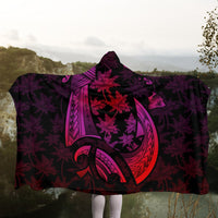 Hawaiian Map Palm Trees Fish Hook Polynesian Hooded Blanket Colorful Red - AH - Polynesian Pride