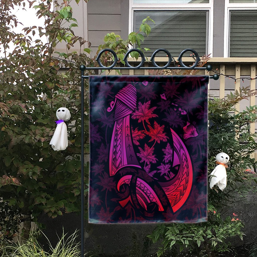 Hawaiian Map Palm Trees Fish Hook Polynesian Flag Colorful Red - AH - Polynesian Pride