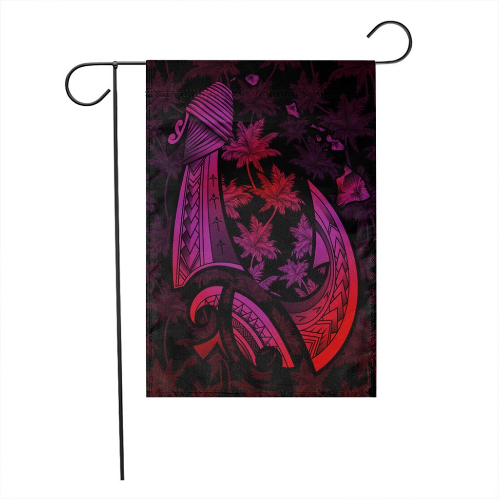 Hawaiian Map Palm Trees Fish Hook Polynesian Flag Colorful Red - AH - Polynesian Pride