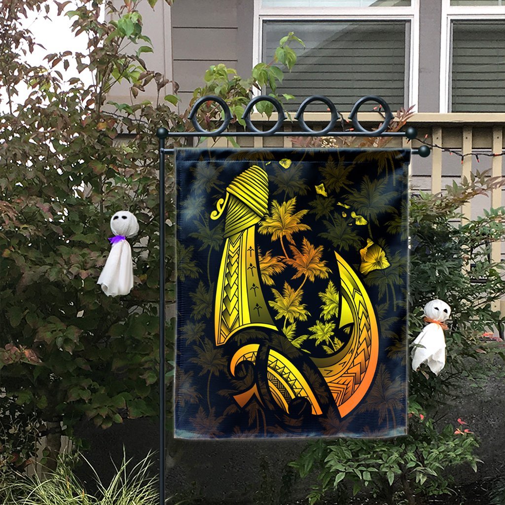 Hawaiian Map Palm Trees Fish Hook Polynesian Flag Colorful Yellow - AH - Polynesian Pride