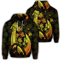 Hawaiian Map Palm Trees Fish Hook Polynesian Hoodie Colorful Yellow Unisex Art - Polynesian Pride