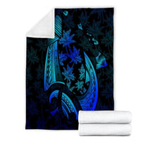 Hawaiian Map Palm Trees Fish Hook Polynesian Quilt Premium Blankets Colorful Blue - AH - Polynesian Pride