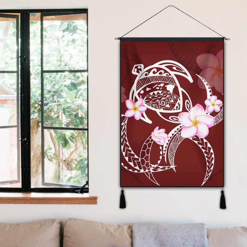 Hawaiian Map Plumeria Turtle Swim Polynesian Hanging Poster - AH - Polynesian Pride