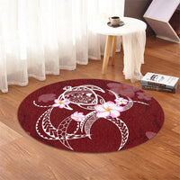 Hawaiian Map Plumeria Turtle Swim Polynesian Round Carpet - AH - Polynesian Pride