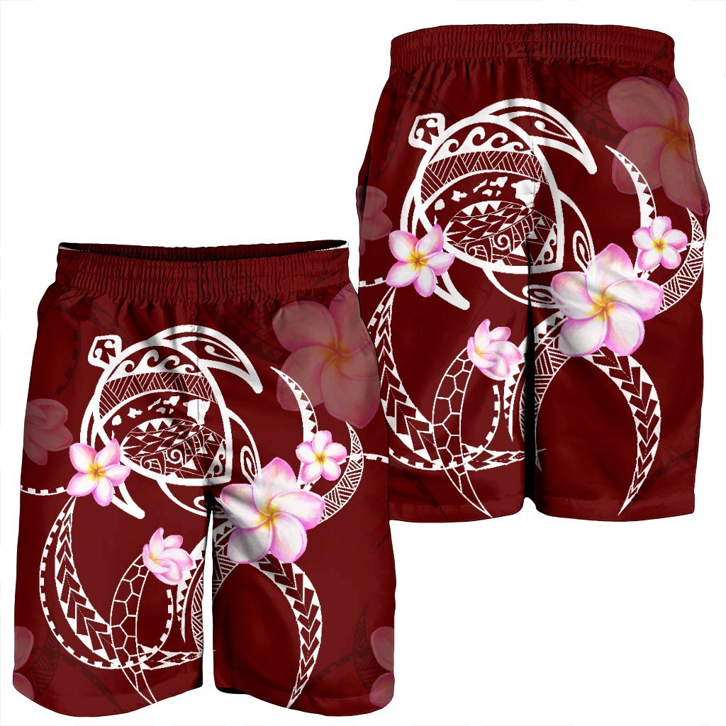 Hawaiian Map Plumeria Turtle Swim Polynesian Men's Shorts - AH - Polynesian Pride