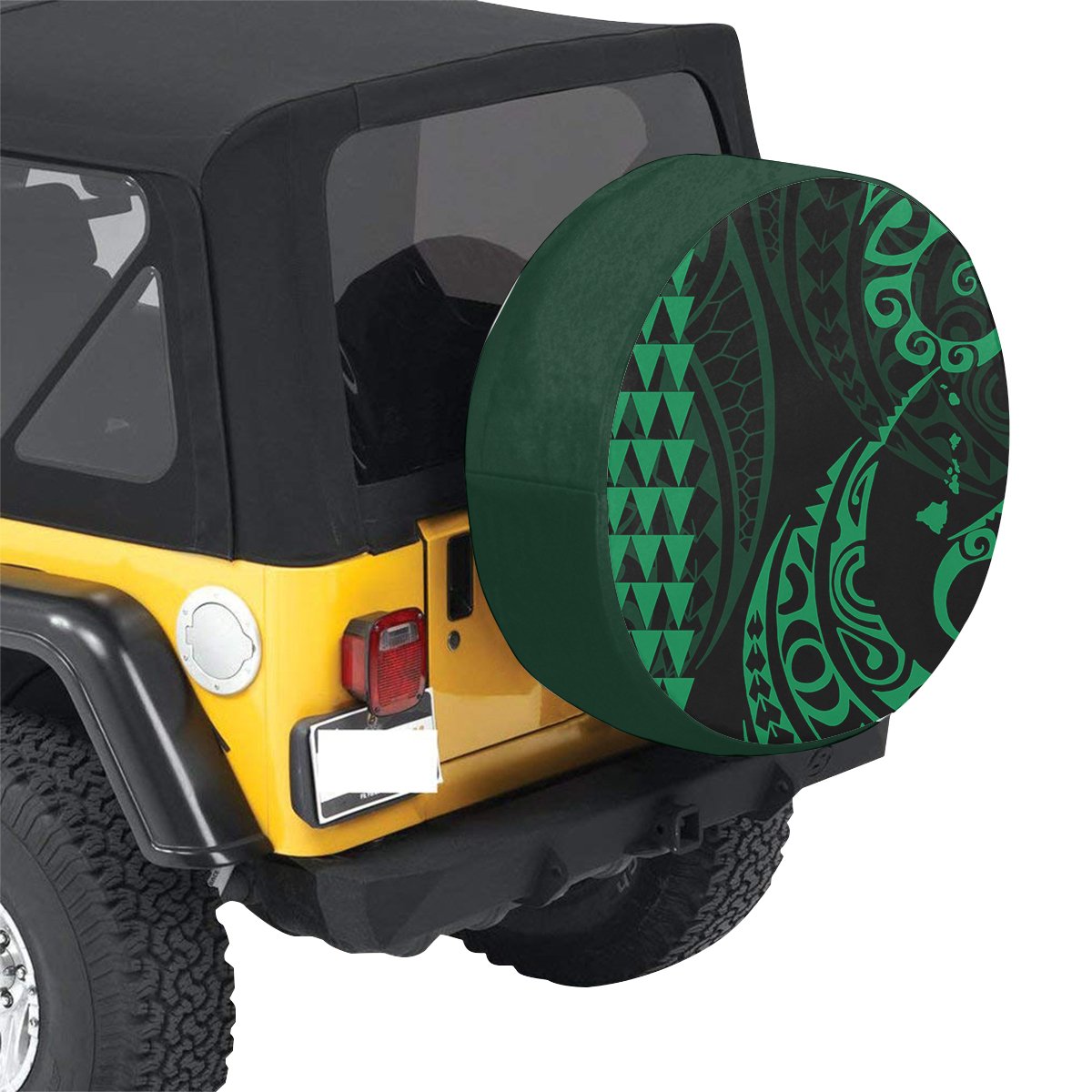 Hawaiian Map Polynesian Spare Tire Cover Green AH - Polynesian Pride