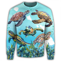 Hawaiian Map Sea Turtles Ocean Polynesian Sweatshirt - AH - Polynesian Pride