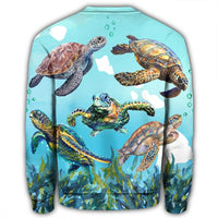 Hawaiian Map Sea Turtles Ocean Polynesian Sweatshirt - AH - Polynesian Pride
