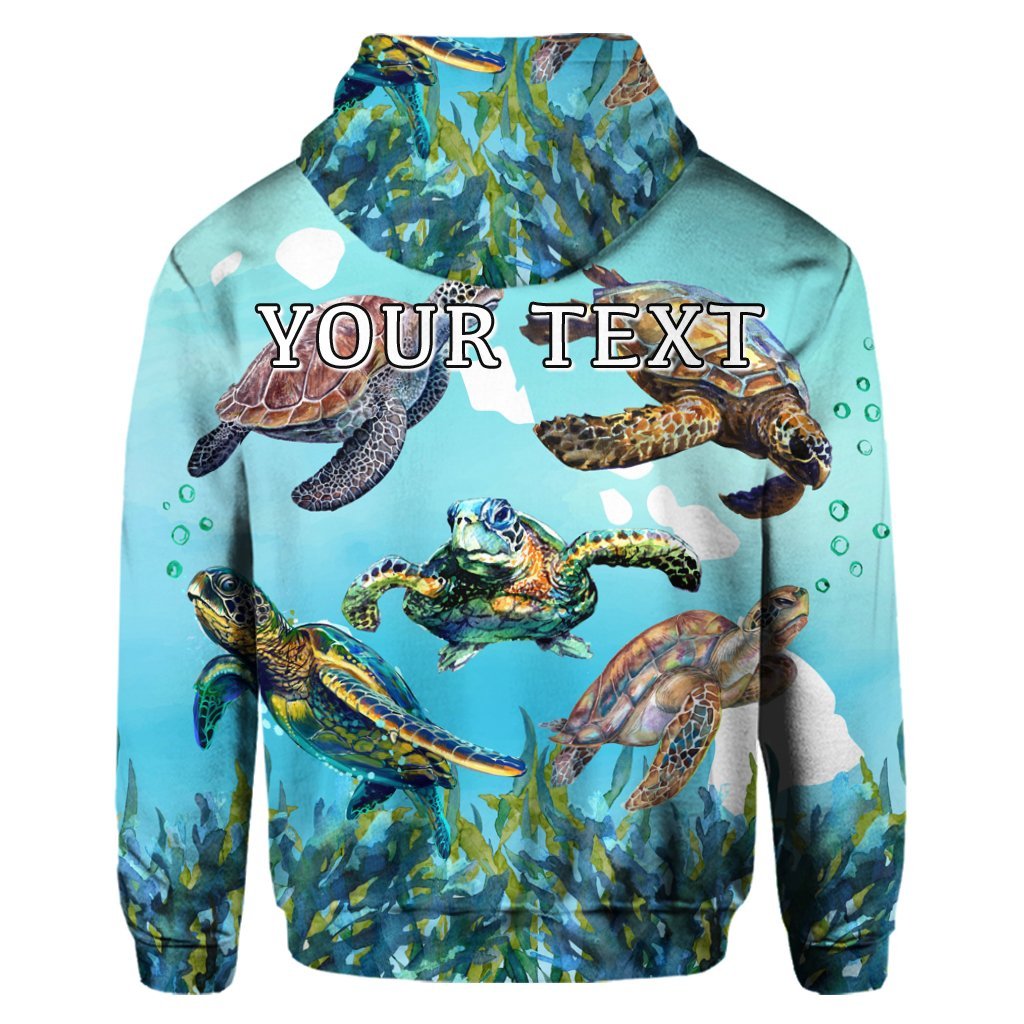 Custom Hawaiian Map Sea Turtles Ocean Polynesian Hoodie - Polynesian Pride
