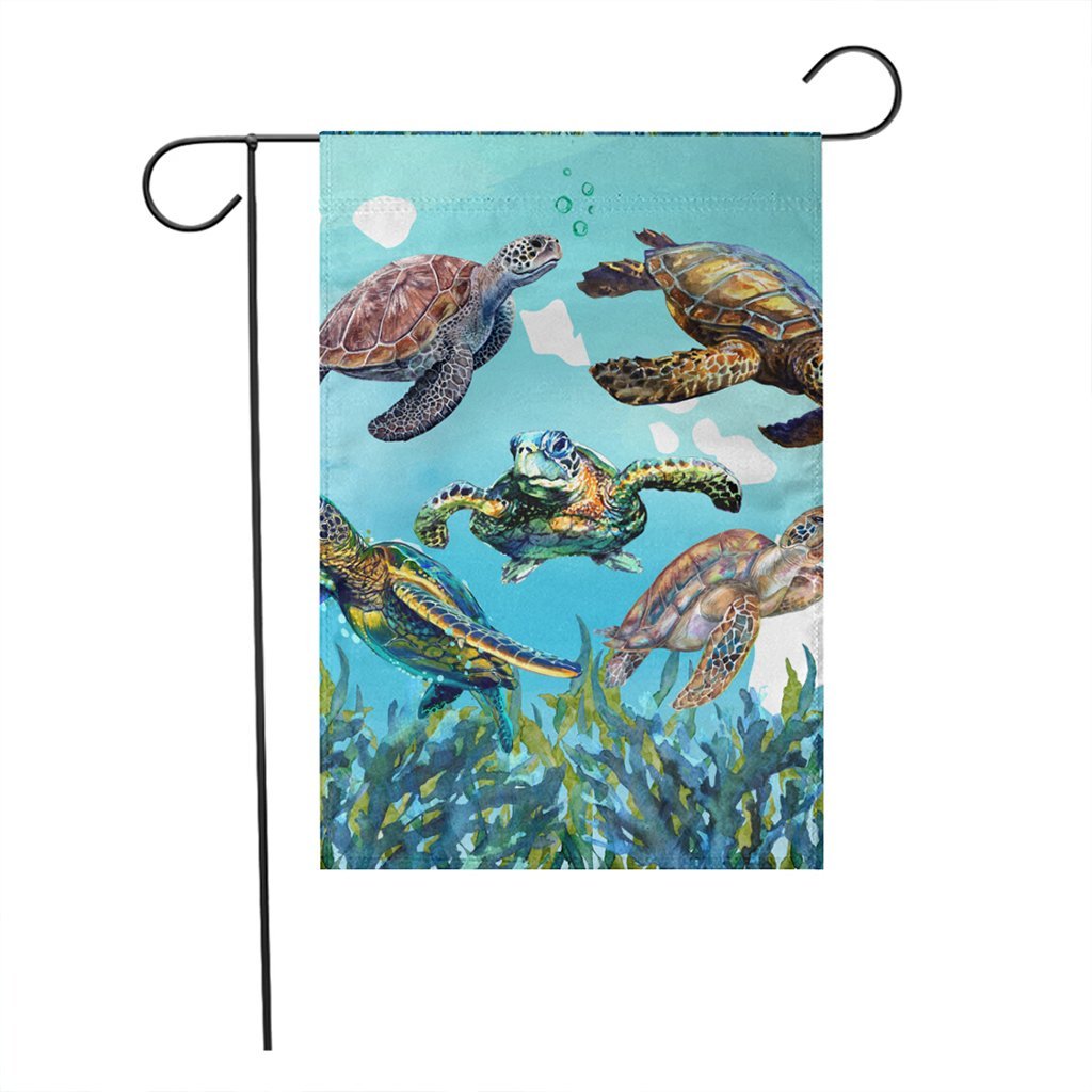 Hawaiian Map Sea Turtles Ocean Polynesian Flag - AH - Polynesian Pride