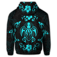 Hawaiian Map Turtle Dolphin With Plumeria Hoodie - Polynesian Pride