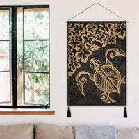 Hawaiian Map Turtle Hibiscus Kanaka Polynesian Hanging Poster - Gold - AH - Polynesian Pride