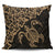 Hawaiian Map Turtle Hibiscus Kanaka Polynesian Pillow Covers - Gold - AH Pillow Covers Black - Polynesian Pride