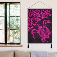 Hawaiian Map Turtle Hibiscus Kanaka Polynesian Hanging Poster - Pink - AH - Polynesian Pride