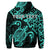 Custom Hawaiian Map Turtle Hibiscus Kanaka Polynesian Hoodie Turquoise - Polynesian Pride