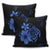 Hawaiian Map Turtle Hibiscus Plumeria Polynesian Pillow Covers - Blue - AH - Polynesian Pride