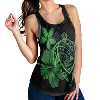 Hawaiian Map Turtle Hibiscus Plumeria Polynesian Racerback Tank - Green - AH - Polynesian Pride