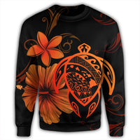 Hawaiian Map Turtle Hibiscus Plumeria Polynesian Sweatshirt - Orange - AH - Polynesian Pride