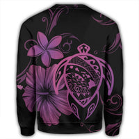 Hawaiian Map Turtle Hibiscus Plumeria Polynesian Sweatshirt - Pink - AH - Polynesian Pride