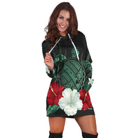 Hawaiian Map Turtle Hibiscus Polynesian Hoodie Dress - AH - Polynesian Pride