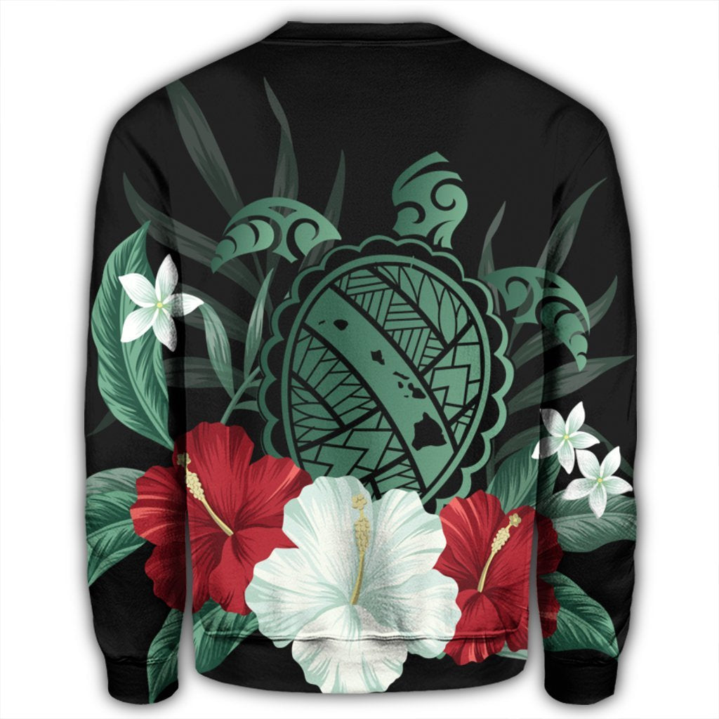 Hawaiian Map Turtle Hibiscus Polynesian Sweatshirt - AH - Polynesian Pride