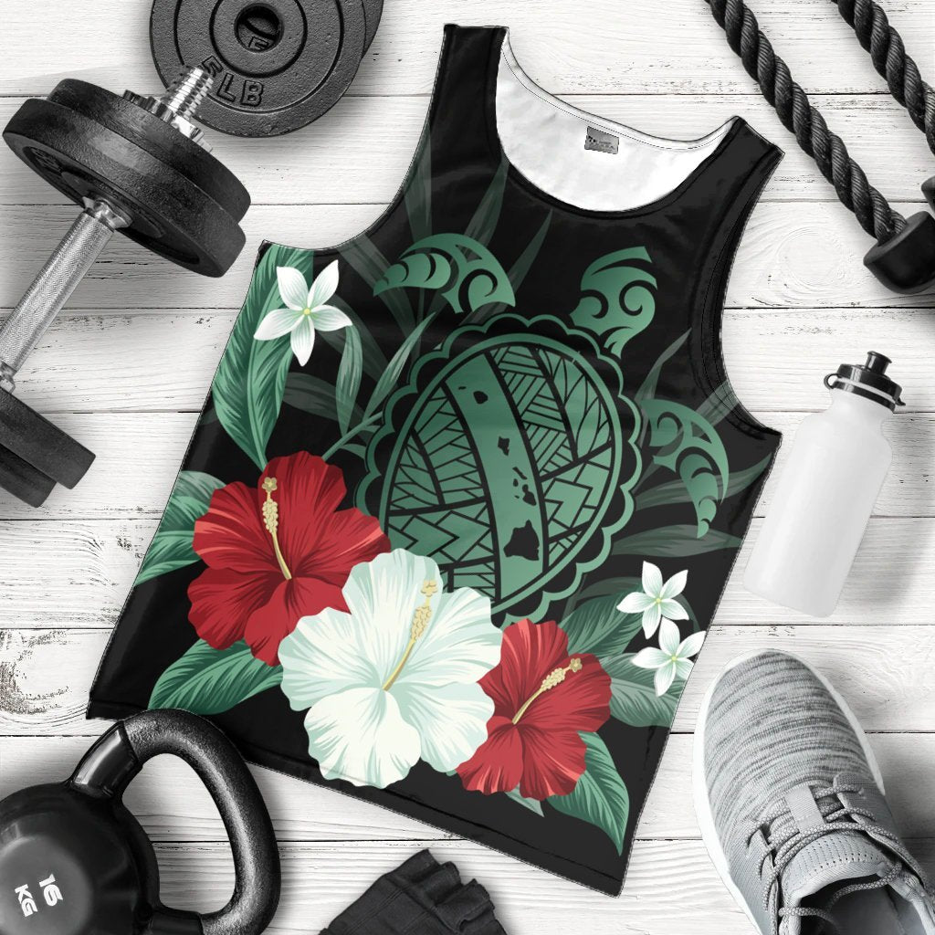 Hawaiian Map Turtle Hibiscus Polynesian Tank Top - AH - Polynesian Pride