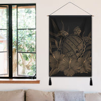 Hawaiian Map Turtle Hibiscus Polynesian Hanging Poster - Gold - AH - Polynesian Pride