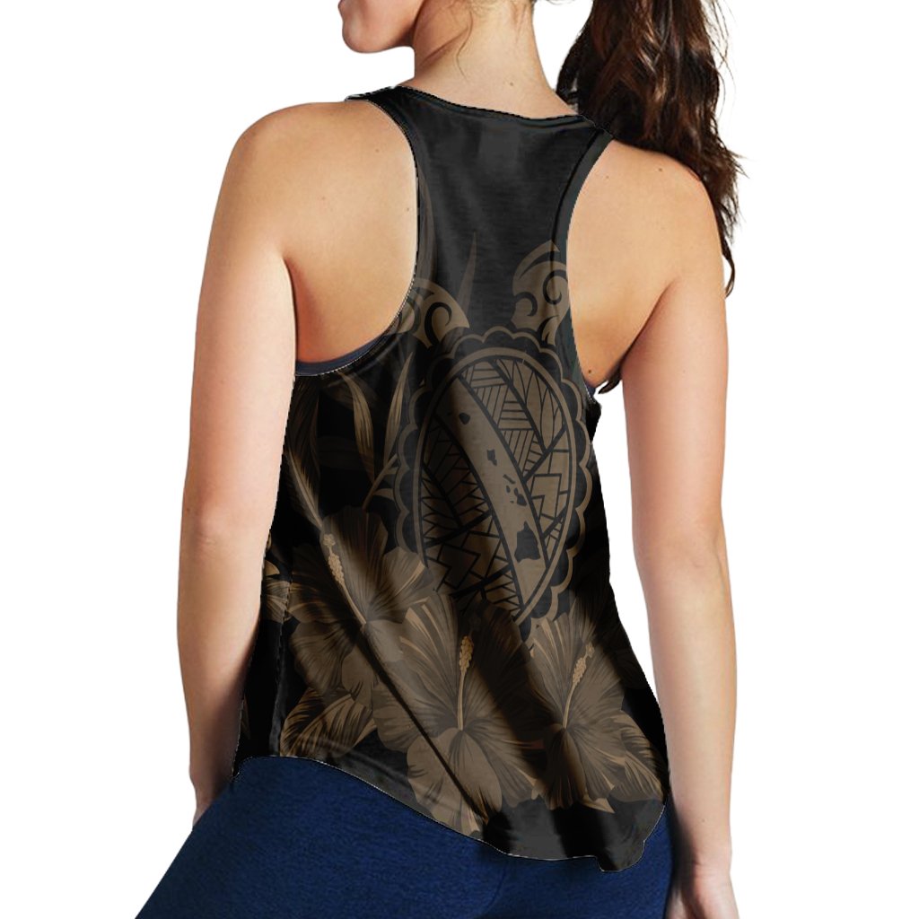 Hawaiian Map Turtle Hibiscus Polynesian Racerback Tank - Gold - AH - Polynesian Pride