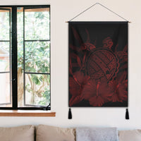 Hawaiian Map Turtle Hibiscus Polynesian Hanging Poster - Red - AH - Polynesian Pride