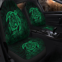 Hawaiian Map Turtle Kanaka Hibiscus Polynesian Car Seat Covers - Green - AH - Polynesian Pride