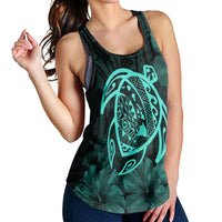 Hawaiian Map Turtle Kanaka Hibiscus Polynesian Racerback Tank - Turquoise - AH - Polynesian Pride