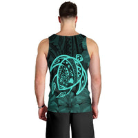 Hawaiian Map Turtle Kanaka Hibiscus Polynesian Tank Top - Turquoise - AH - Polynesian Pride