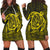 Hawaiian Map Turtle Kanaka Hibiscus Polynesian Hoodie Dress - Yellow - AH Black - Polynesian Pride