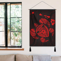 Hawaiian Map Turtle Ohana Hibicus Polynesian Hanging Poster - Red - AH - Polynesian Pride