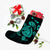 Hawaiian Map Turtle Ohana Hibicus Polynesian Christmas Stocking - Turquoise - AH - Polynesian Pride