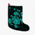 Hawaiian Map Turtle Ohana Hibicus Polynesian Christmas Stocking - Turquoise - AH Christmas Stocking 26 X 42 cm Black - Polynesian Pride