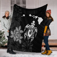 Hawaiian Map Turtle Plumeria Hibiscus Fish Hook Polynesian Premium Blankets - AH - Polynesian Pride