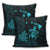 Hawaiian Map Turtle Plumeria Hibiscus Fish Hook Polynesian Pillow Covers Blue - AH - Polynesian Pride