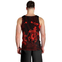 Hawaiian Map Turtle Plumeria Hibiscus Fish Hook Polynesian Tank Top Red - AH - Polynesian Pride