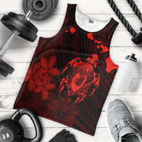 Hawaiian Map Turtle Plumeria Hibiscus Fish Hook Polynesian Tank Top Red - AH - Polynesian Pride
