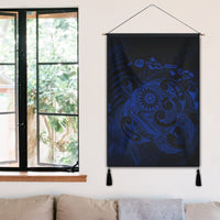 Hawaiian Map Turtle Tattoo Hibiscus Plumeria Polynesian Hanging Poster - Blue - AH - Polynesian Pride