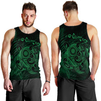 Hawaiian Map Turtle Tattoo Hibiscus Plumeria Polynesian Tank Top - Green - AH - Polynesian Pride