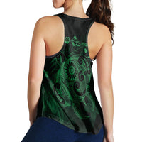 Hawaiian Map Turtle Tattoo Hibiscus Plumeria Polynesian Racerback Tank - Green - AH - Polynesian Pride