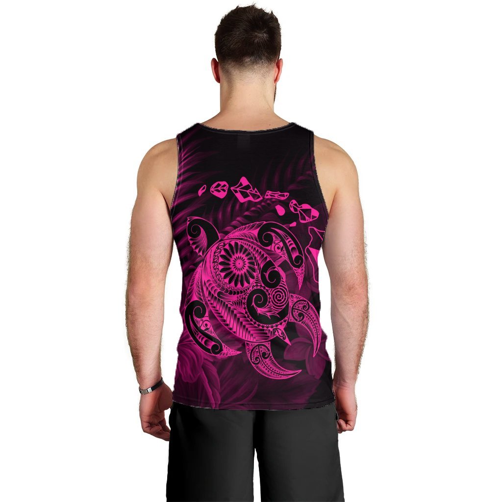Hawaiian Map Turtle Tattoo Hibiscus Plumeria Polynesian Tank Top - Pink - AH - Polynesian Pride