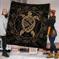 Hawaiian Map Turtle Wave Polynesian Premium Quilts Gold - AH - Polynesian Pride