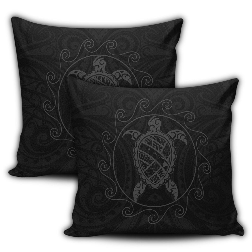 Hawaiian Map Turtle Wave Polynesian Pillow Covers Gray - AH - Polynesian Pride