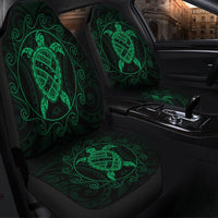 Hawaiian Map Turtle Wave Polynesian Car Seat Covers Green - AH - Polynesian Pride