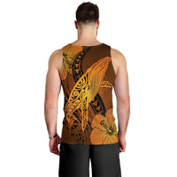 Hawaiian Map Whale Swim Hibiscus Polynesian Tank Top - Orange - AH - Polynesian Pride